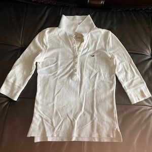 Hollister Women’s White Polo 3/4 sleeve